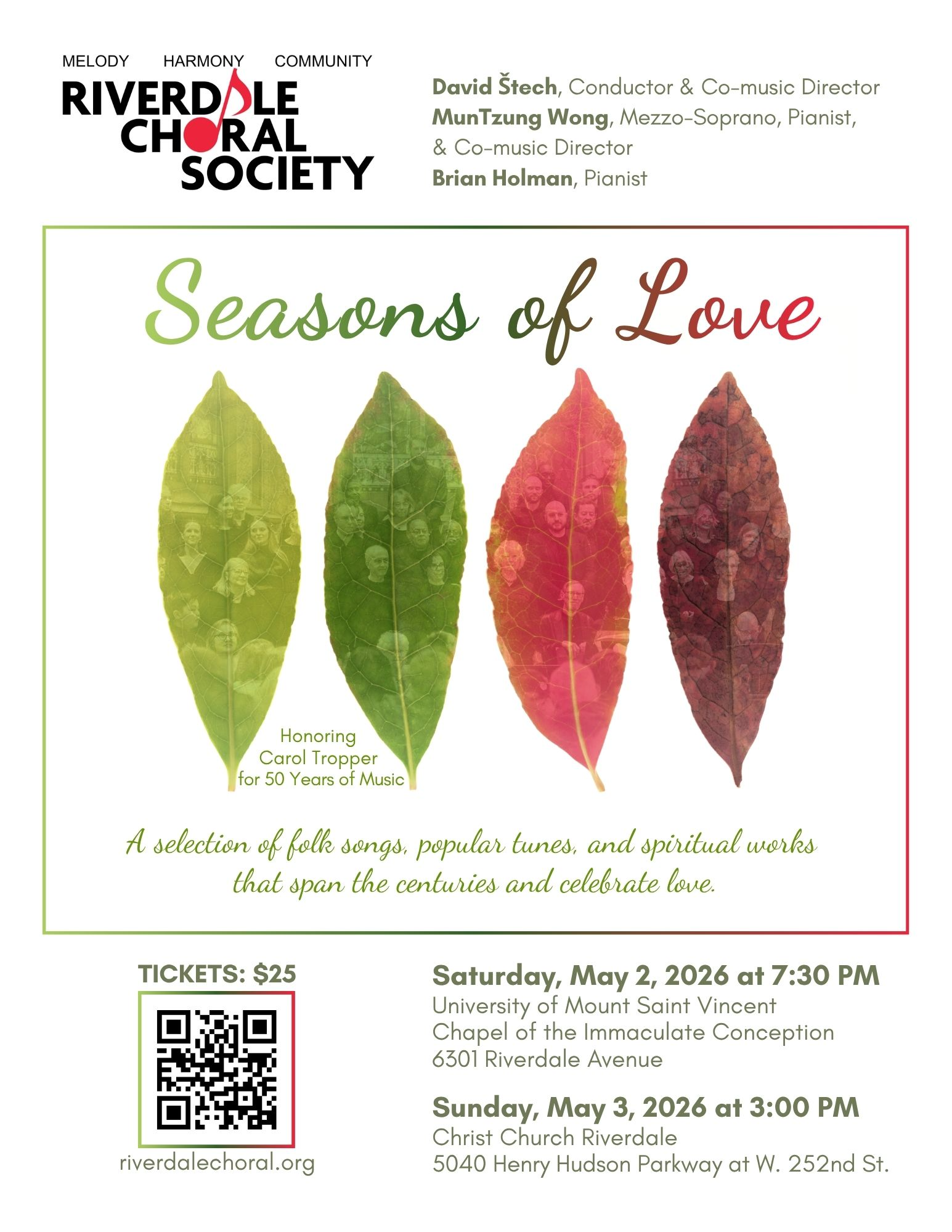 Riverdale Choral Society recruitment flyer for the Fall 2025 concert